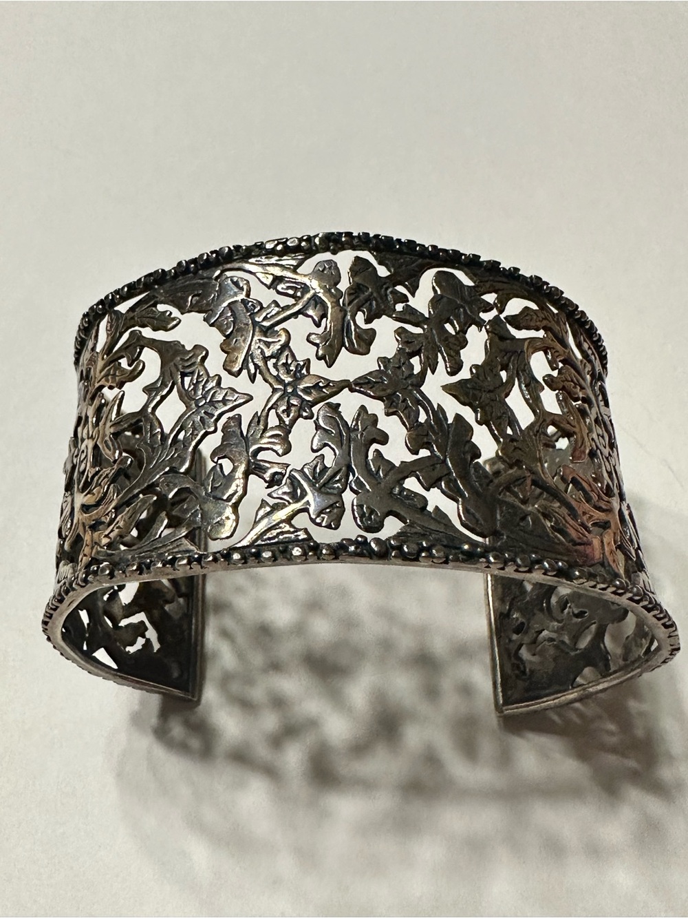 Sara Blaine Intricate Floral Cutout Silver Cuff Bracelet - Women's Jewelry